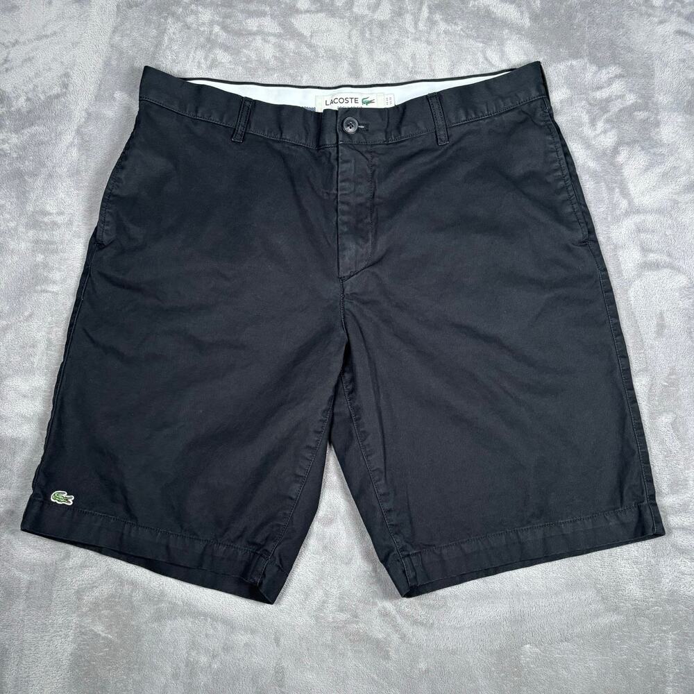 Lacoste Regular Fit Black Chino Shorts Men’s US Size 34 Cotton Logo Casual